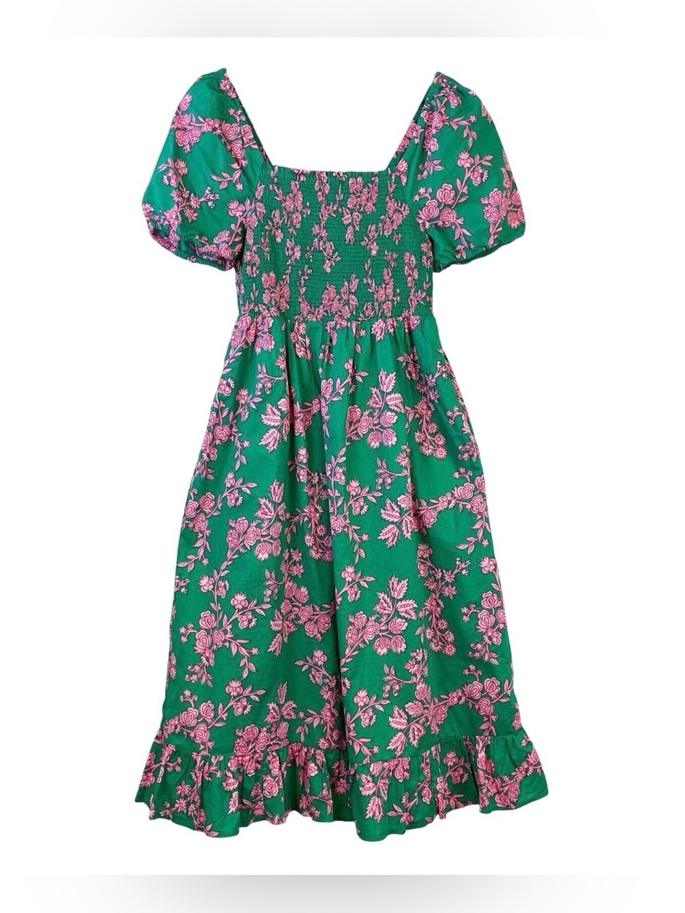 J. Crew Midi Dress with 💕💚 Pink & Green Floral Pattern